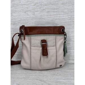 The Sak Kendra Leather Crossbody Bag Light Pink‎ Brown Perforated Tassel